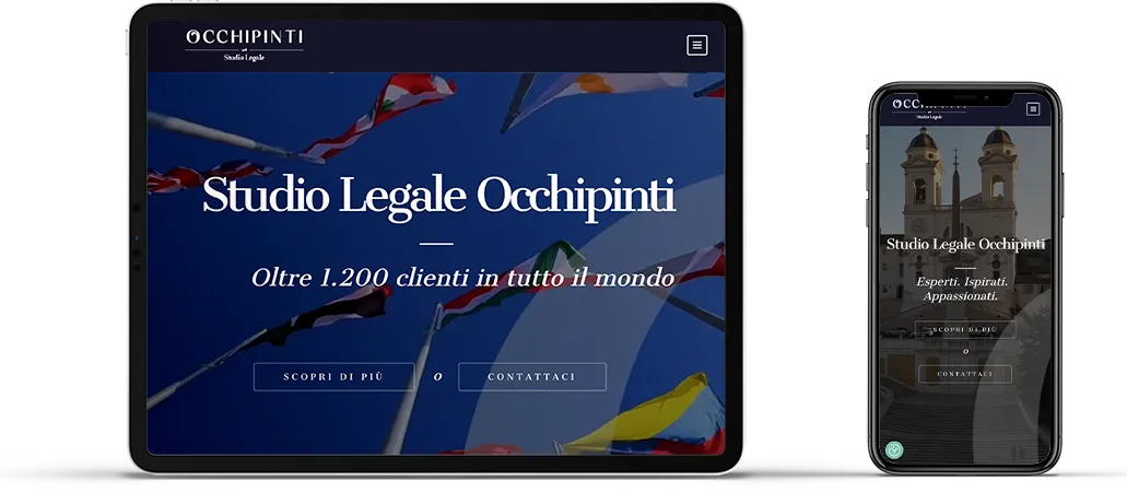 Simulazione della visualizzazione Mobile del sito dello Studio Legale Occhipinti
