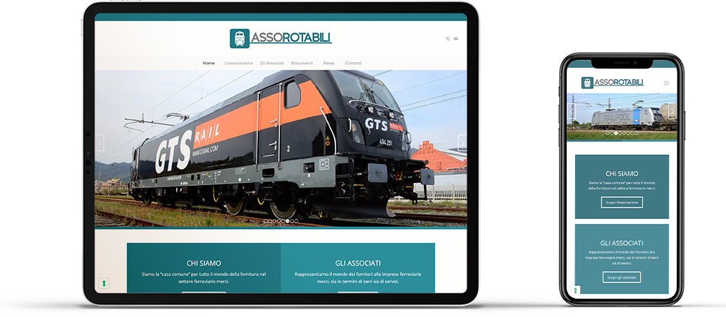 Homepage sito assorotabili.it in versione tablet e mobile