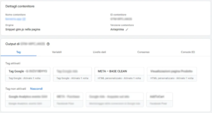 Schermata di Anteprima in GTM a conferma della presenta del Tag e del Pixel Facebook