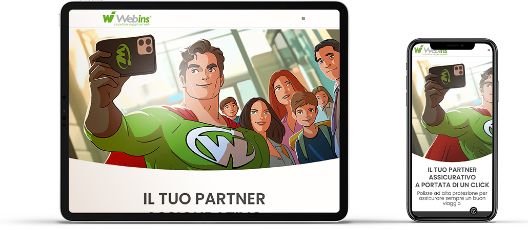 Simulazione della homepage di webins.it in versione mobile e tablet